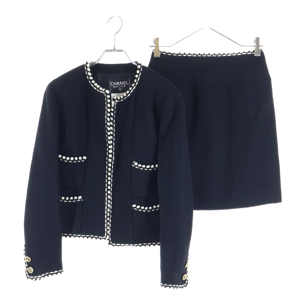 CHANEL(シャネル) セットアップ ココマークツイード ジャケット&タイトスカート ブラック×ホワイト ゴールド金具 PCA94 3623 レディース