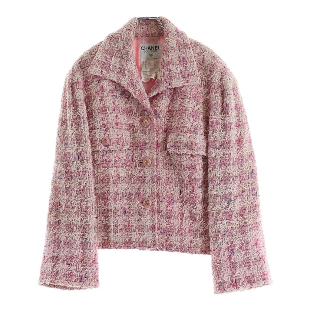 CHANEL(シャネル) 93C ココマーク ツイードジャケット ピンク ゴールド金具 PO1072 レディース