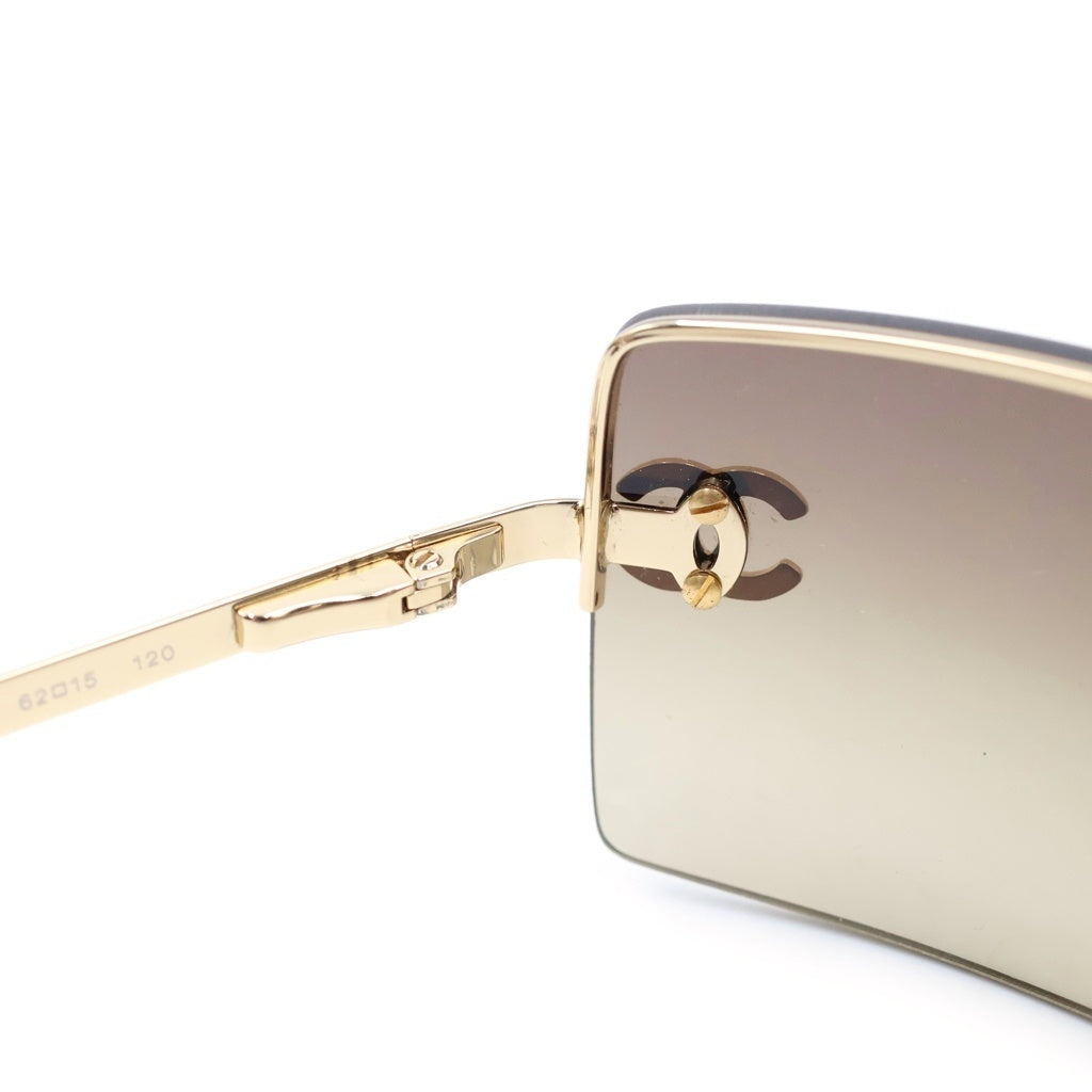 CHANEL(シャネル) ココマーク サングラス リムレス ブラウン ゴールド金具 4092-B c.125/13 62□15 120 レディース