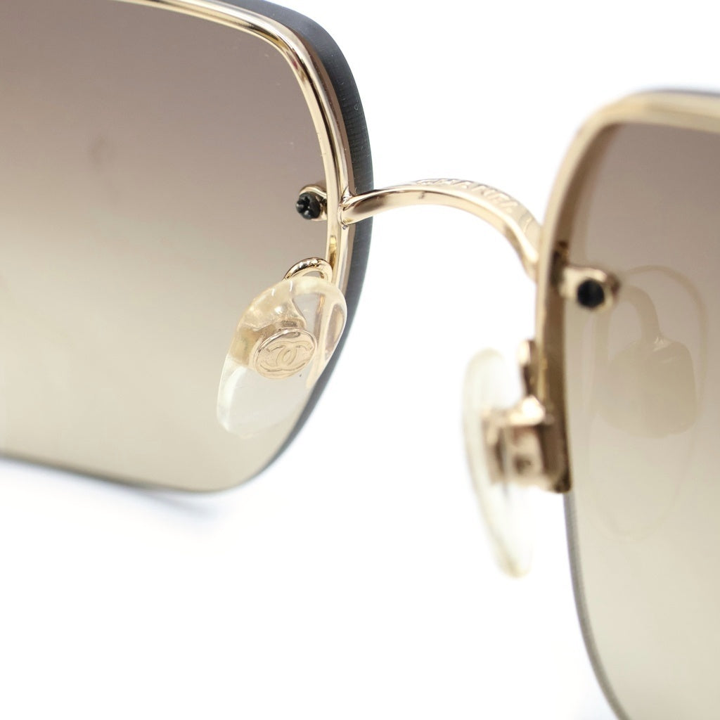 CHANEL(シャネル) ココマーク サングラス リムレス ブラウン ゴールド金具 4092-B c.125/13 62□15 120 レディース