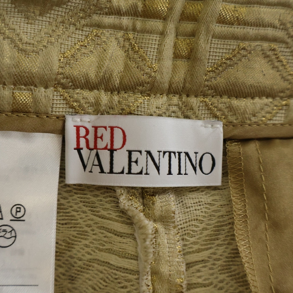 RED VALENTINO(レッド ヴァレンティノ) 幾何学模様 ジャガードストレートパンツ ゴールド レディース
