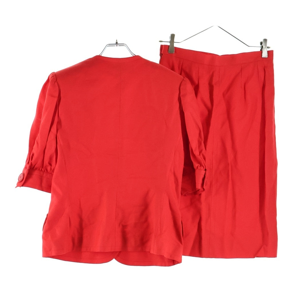 GIVENCHY(ジバンシィ) セットアップ レーヨン ノーカラージャケット ミディアムスカート レッド レディース