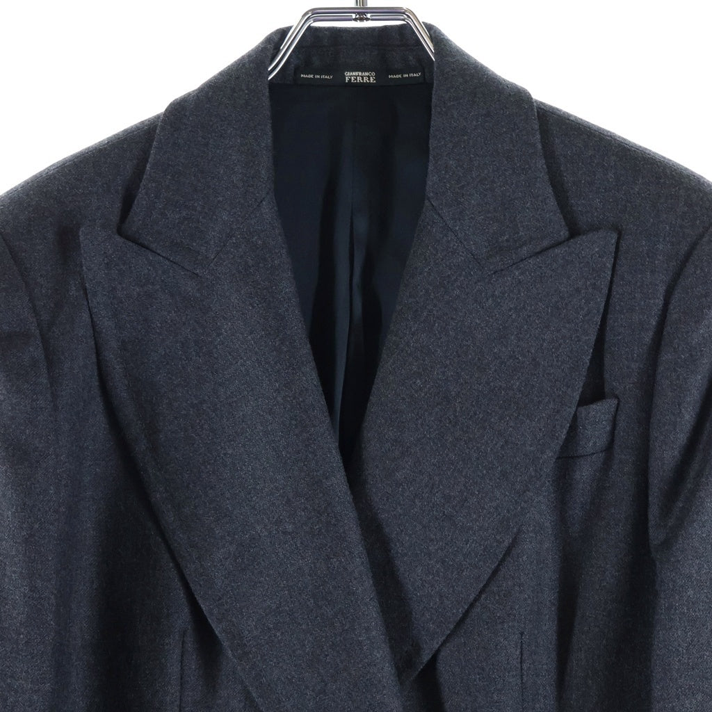 GIAN FRANCO FERRE(ジャンフランコフェレ) セットアップ ウール ダブル ジャケット テーラードジャケットミディアムスカート #42 グレー レディース