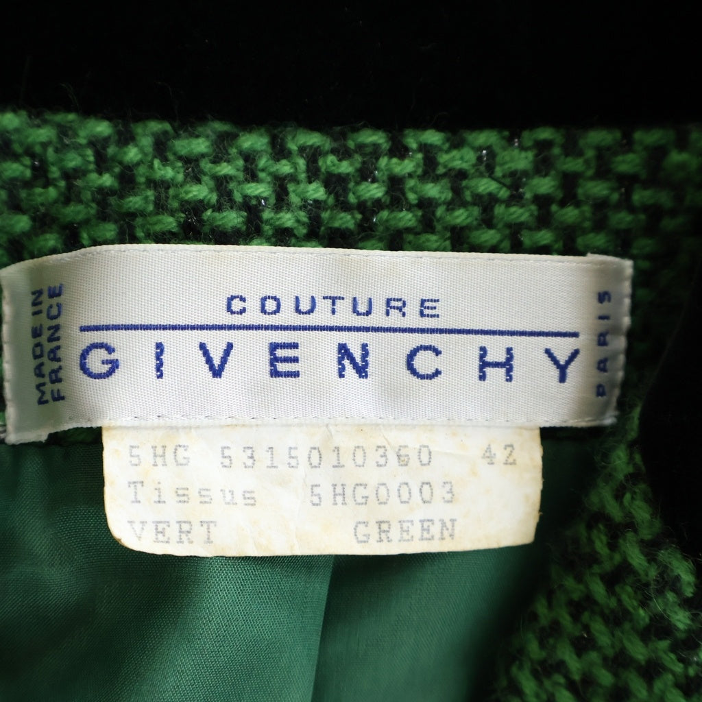 GIVENCHY(ジバンシィ) セットアップ ドット ツイード ウール テーラードジャケット ミディアムスカート アウター #42 グリーン レディース