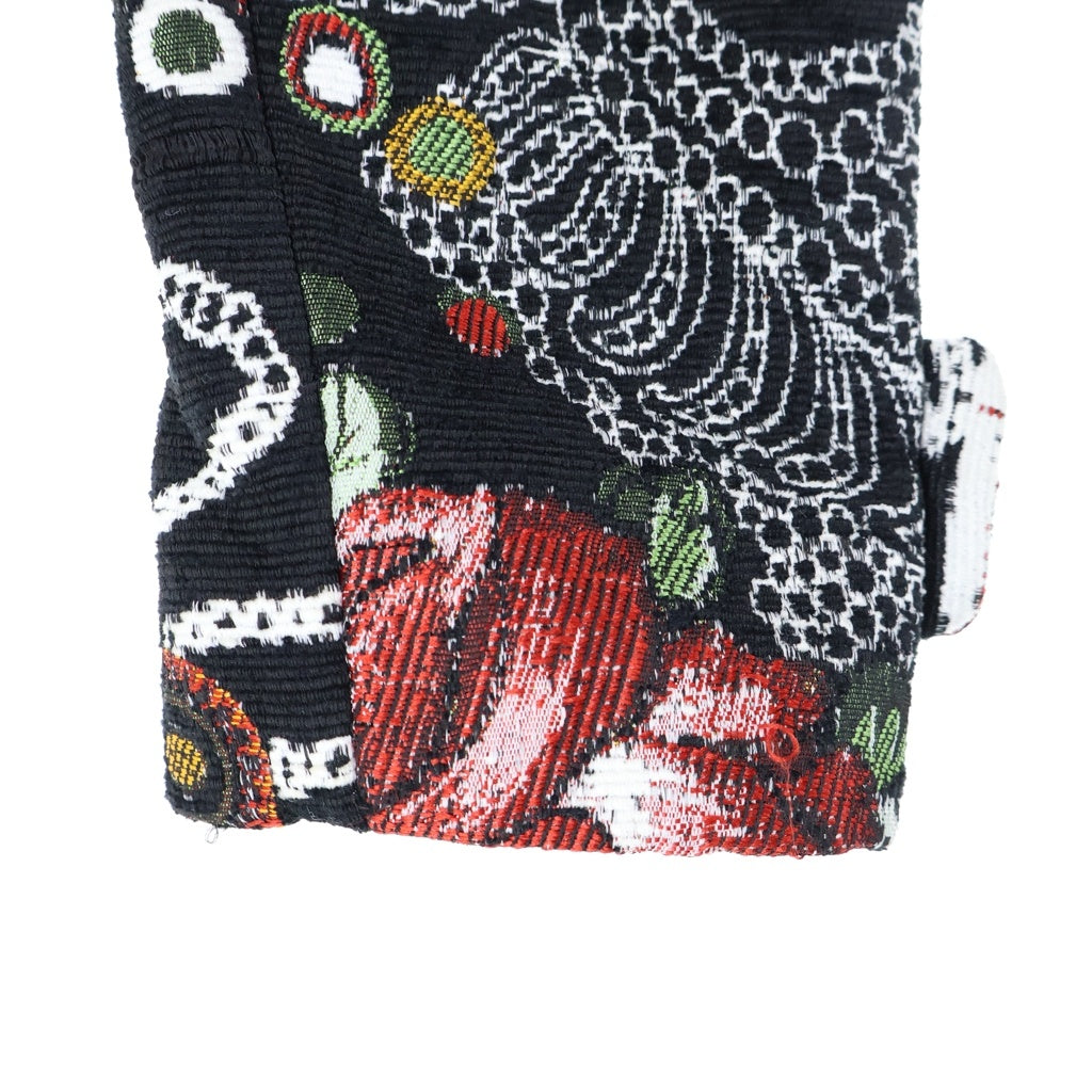 Desigual(デシグアル) 小ブラン織 フラワー デザインロングコート ブラック×マルチカラー レディース