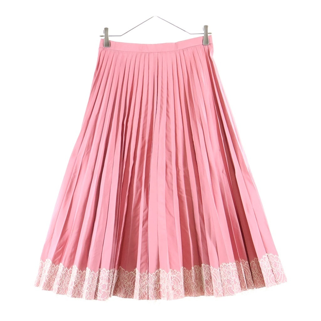 RED VALENTINO(レッド ヴァレンティノ) 裾レース プリーツロングスカート ピンク レディース