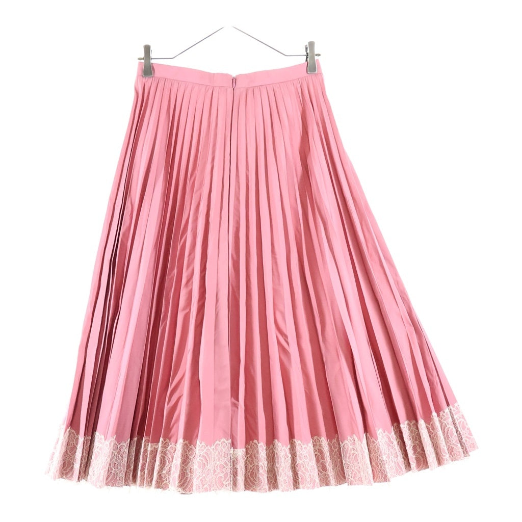 RED VALENTINO(レッド ヴァレンティノ) 裾レース プリーツロングスカート ピンク レディース