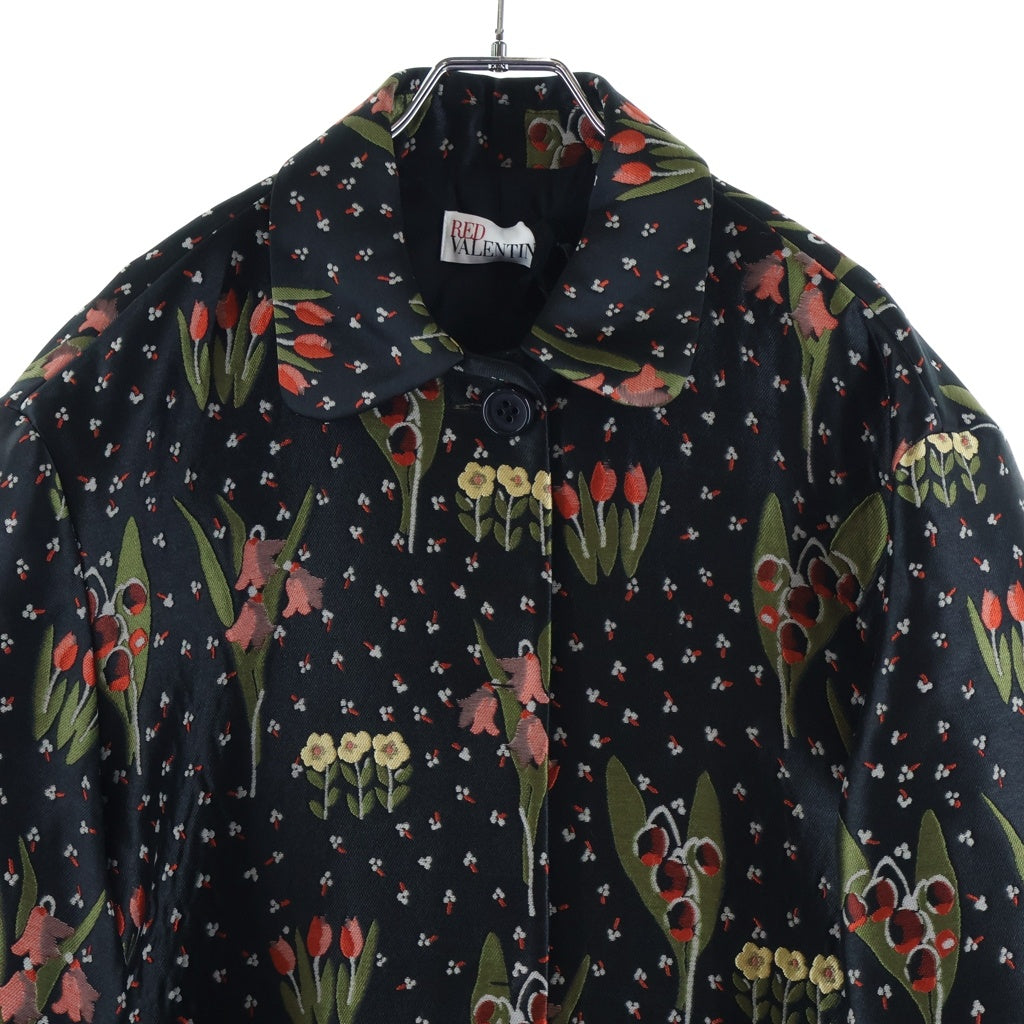 RED VALENTINO(レッド ヴァレンティノ) 花柄刺繍 コート ライトアウター ブラック MR3CA105 レディース