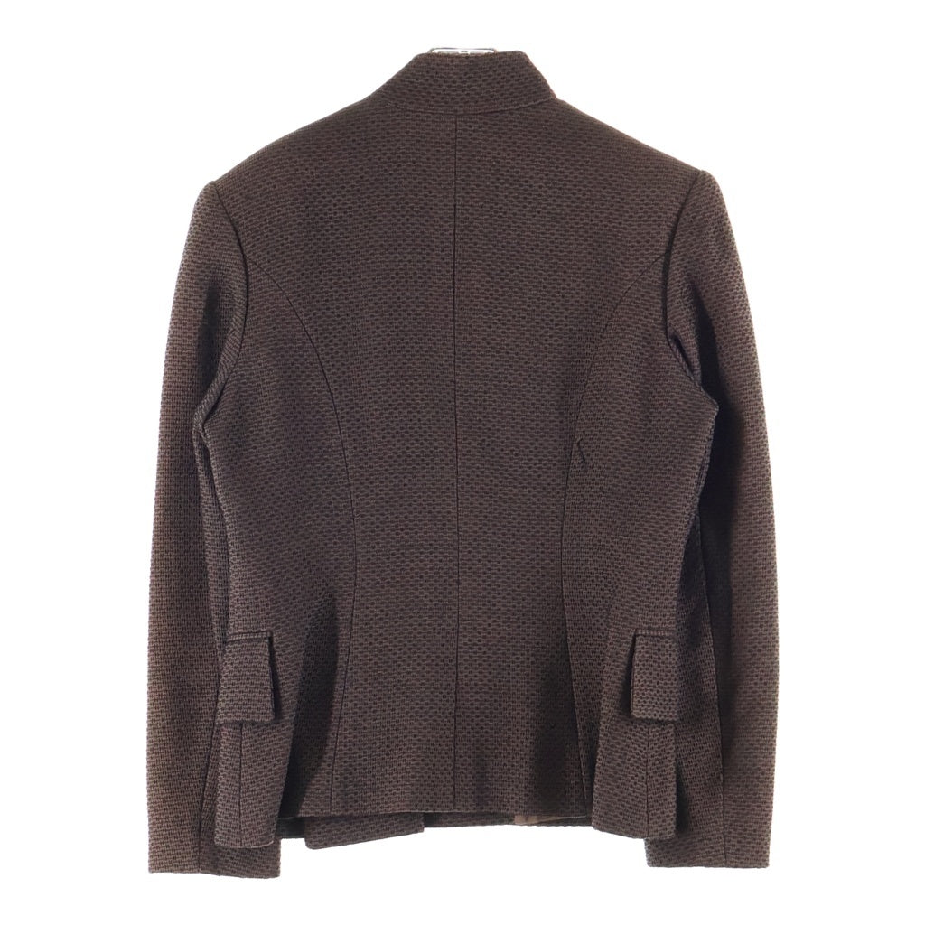 DIOR(ディオール) レーヨン×ウール ダブルブレスト ノーカラージャケット アウター #44 ブラウン レディース