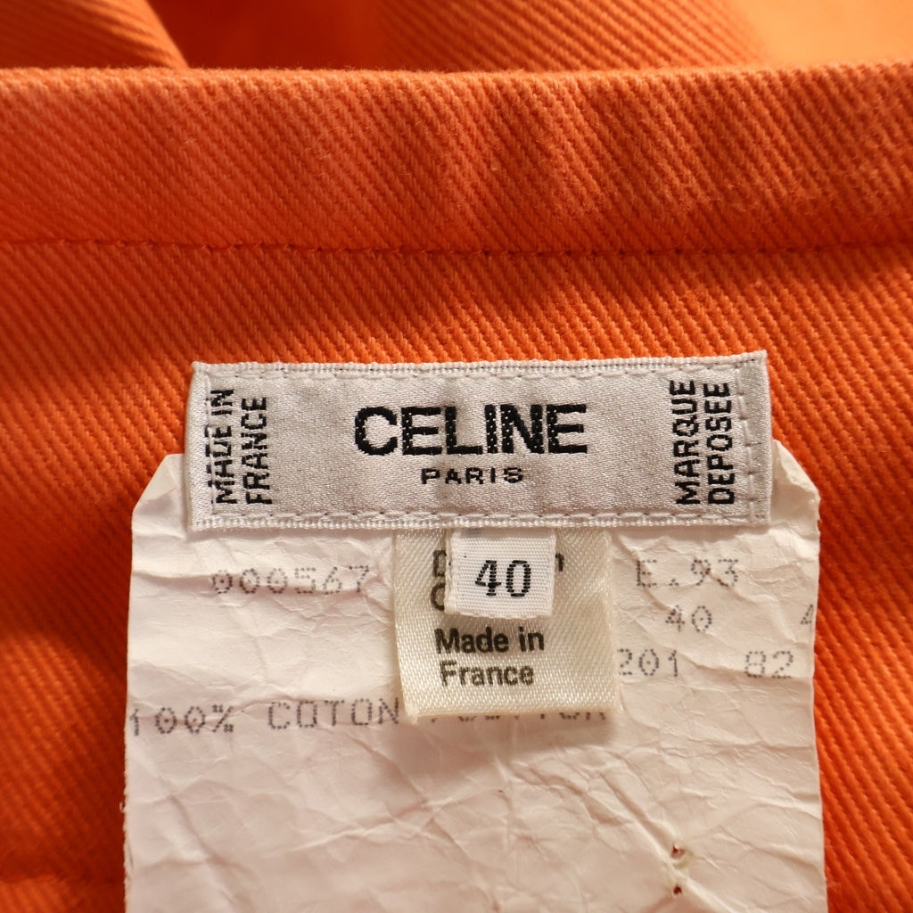 CELINE(セリーヌ) フロントボタン コットン デニムスカート ミディアム タイトスカート #40 オレンジ レディース