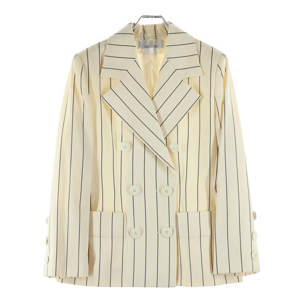 GIVENCHY(ジバンシィ) ストライプ総柄 ウール ダブルブレスト テーラードジャケット アイボリー レディース