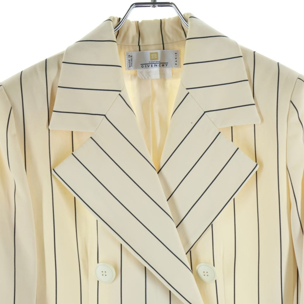 GIVENCHY(ジバンシィ) ストライプ総柄 ウール ダブルブレスト テーラードジャケット アイボリー レディース
