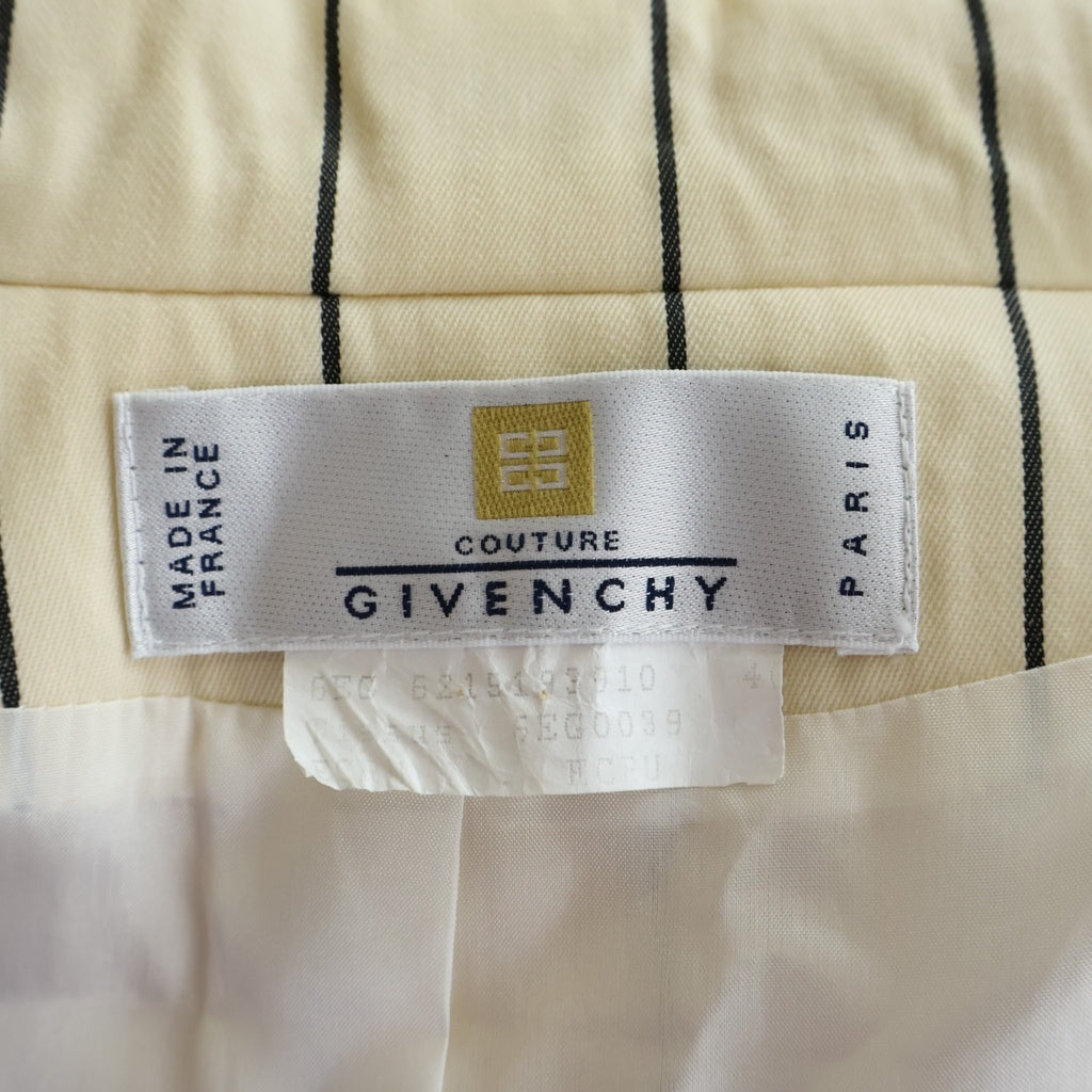GIVENCHY(ジバンシィ) ストライプ総柄 ウール ダブルブレスト テーラードジャケット アイボリー レディース