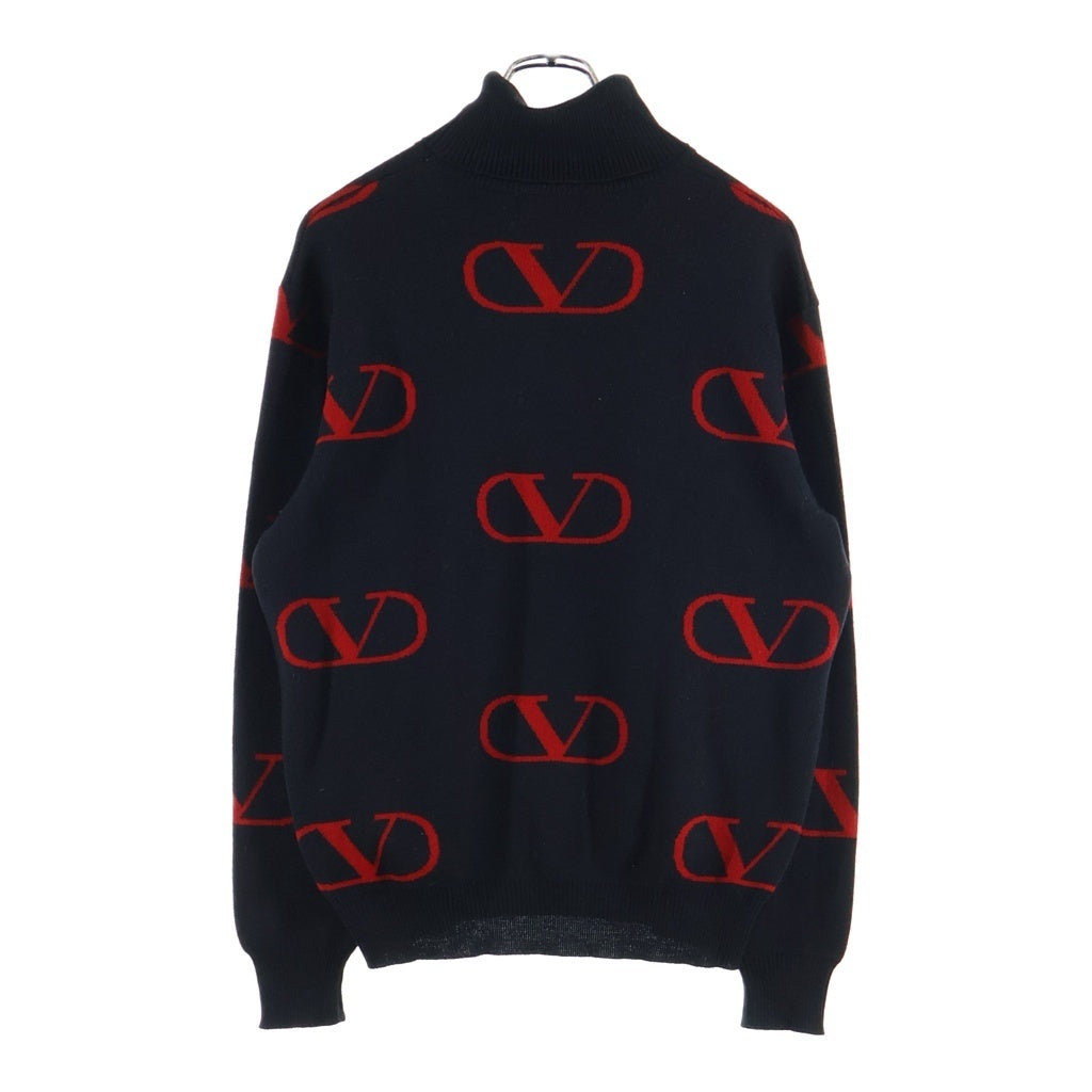 VALENTINO GARAVANI(ヴァレンチノガラヴァーニ) ロゴ総柄ハイネックニット ブラック レディース