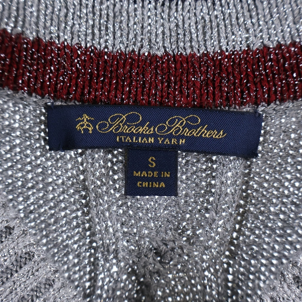 BROOKS BROTHERS(ブルックス ブラザーズ) ケーブルVネックラメニット トップス シルバー グレー レディース