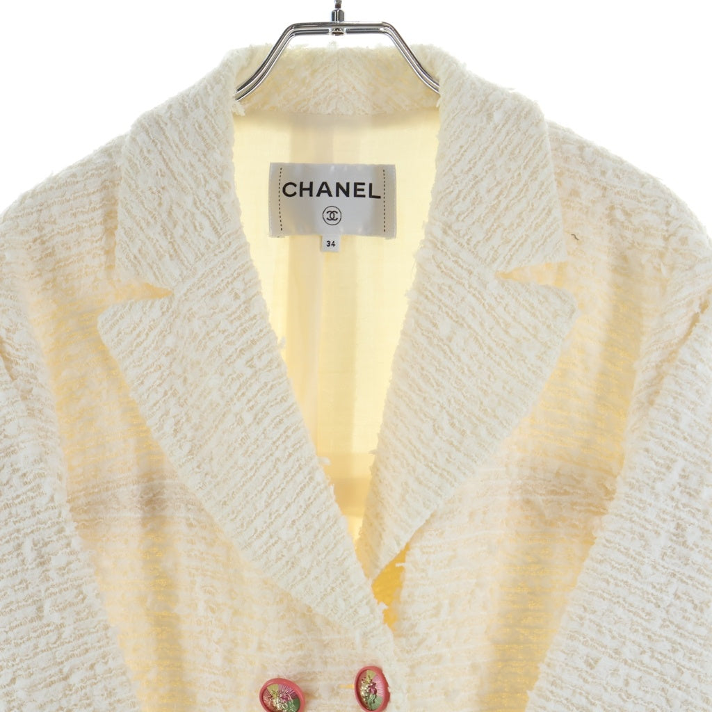 CHANEL(シャネル) ライオンボタン ダブルブレスト ツイードジャケット アイボリー P56048V29319 レディース