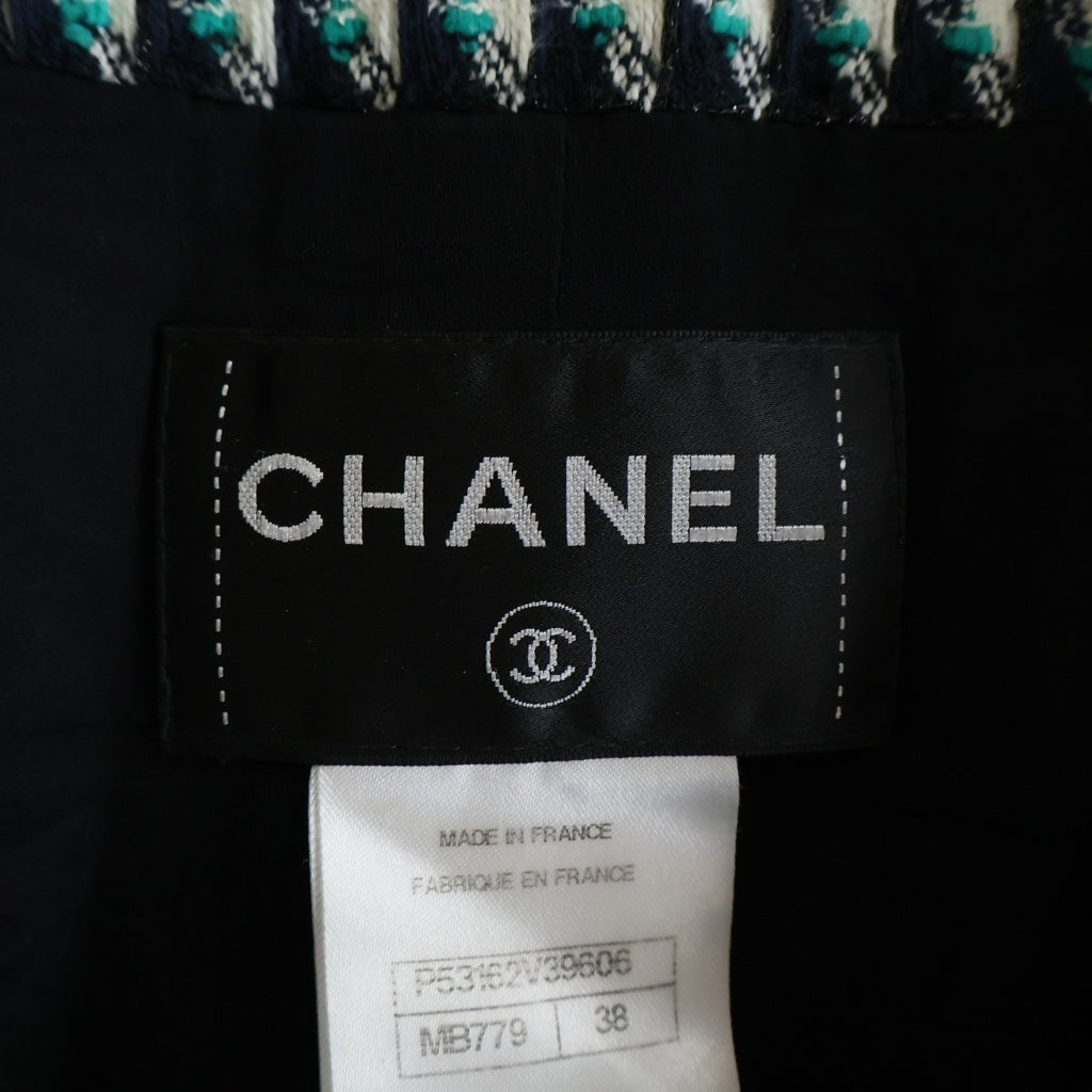 CHANEL(シャネル) グリポアボタン ツイード ジップアップ ジャケット グリーン レディース P53162V39606