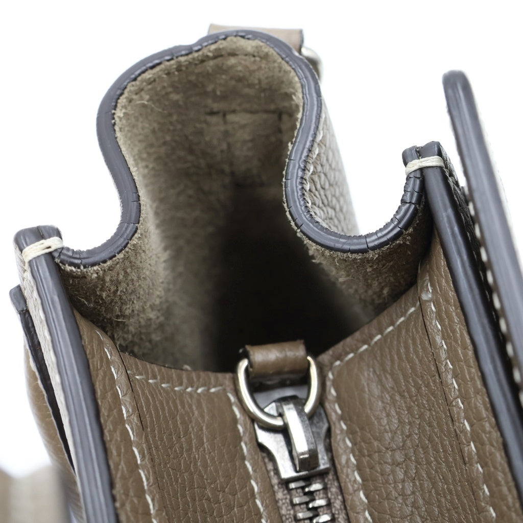 CELINE(セリーヌ) ラゲージ ナノショッパー スリ 2WAYハンドバッグ ショルダーバッグ グレージュ レザー シルバー金具 レディース