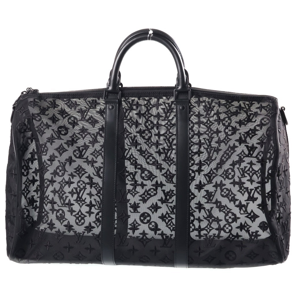 LOUIS VUITTON(ルイヴィトン) モノグラムメッシュ キーポルバンドリエール50 メッシュ 2WAYハンドバッグ ボストンバッグ トラベルバッグ ショルダーバッグ ブラック ノワール M53971 レディース