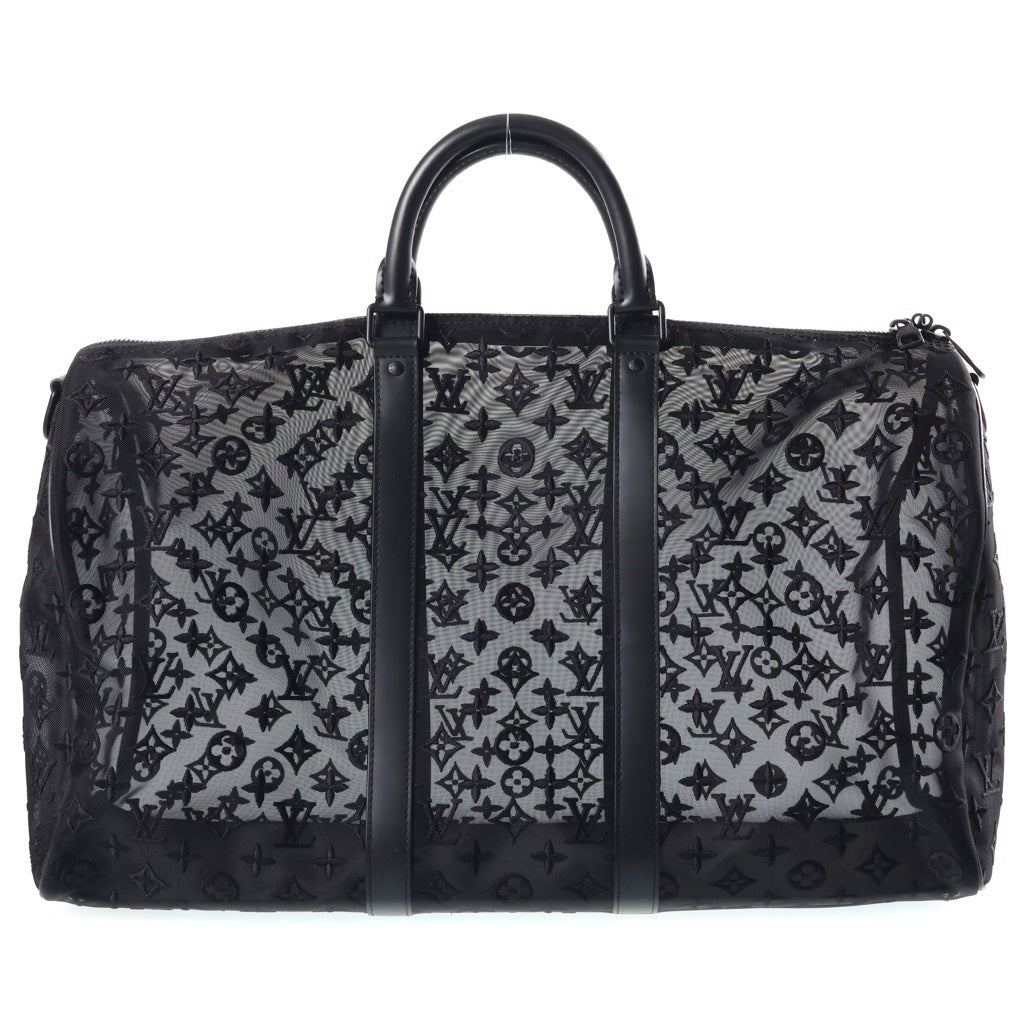 LOUIS VUITTON(ルイヴィトン) モノグラムメッシュ キーポルバンドリエール50 メッシュ 2WAYハンドバッグ ボストンバッグ トラベルバッグ ショルダーバッグ ブラック ノワール M53971 レディース
