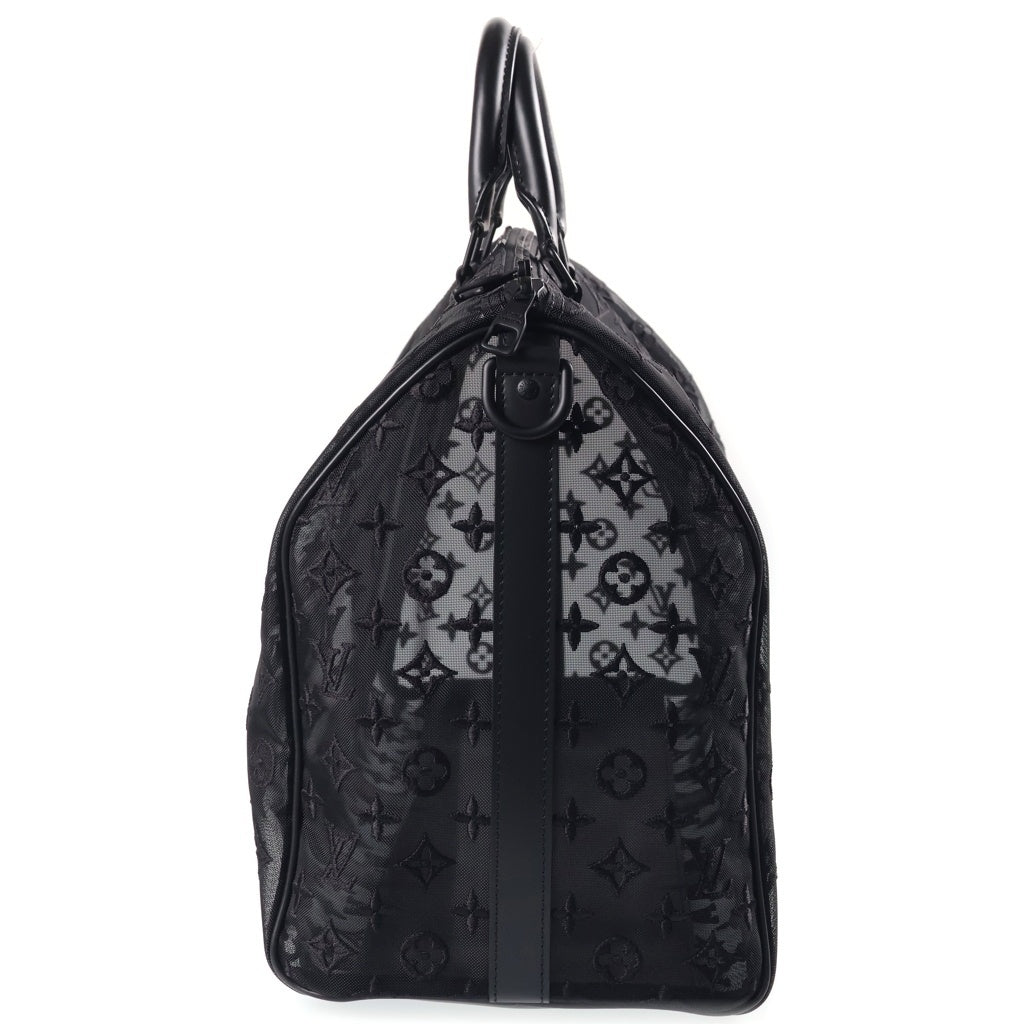 LOUIS VUITTON(ルイヴィトン) モノグラムメッシュ キーポルバンドリエール50 メッシュ 2WAYハンドバッグ ボストンバッグ トラベルバッグ ショルダーバッグ ブラック ノワール M53971 レディース