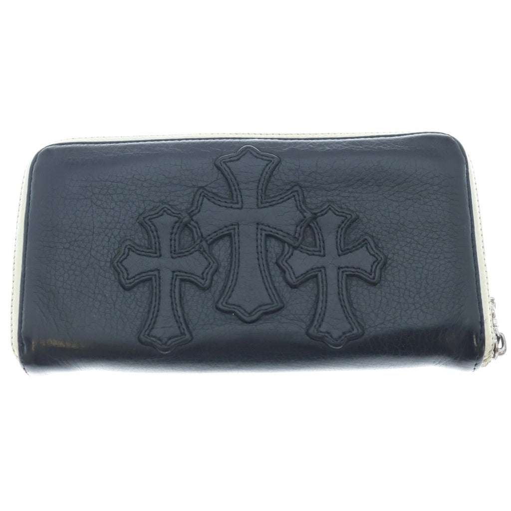 CHROME HEARTS(クロムハーツ) REC F ZIP 3セメタリー クロスパッチ ラウンドファスナーウォレット 長財布 ブラック