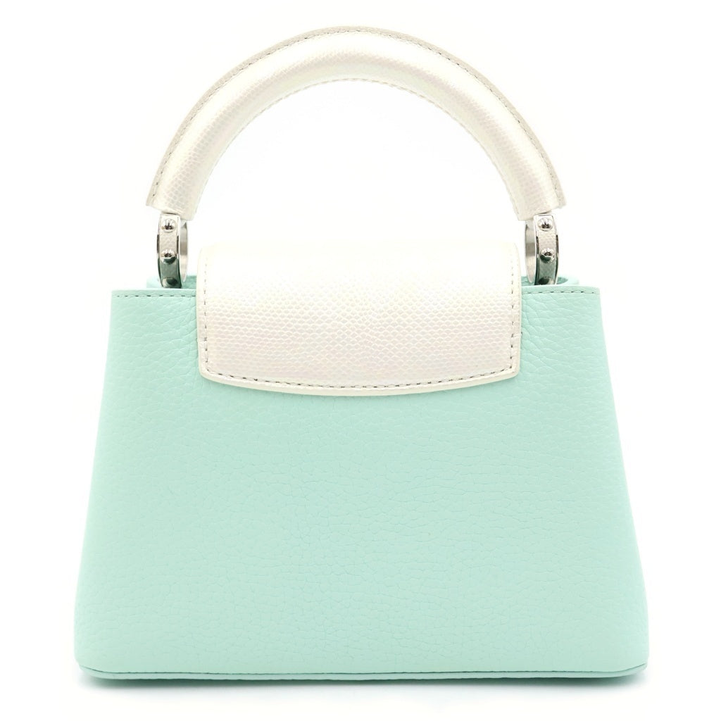 LOUIS VUITTON(ルイヴィトン) カプシーヌMINI 2WAYハンドバッグ ショルダーバッグ ホワイト×パステルグリーン レザー N85829 シルバー金具 レディース