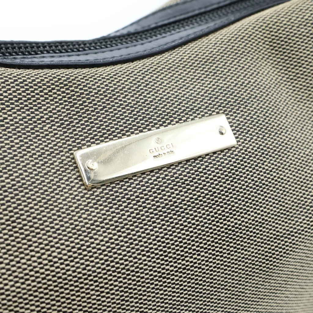 GUCCI(グッチ) ワンショルダーベルトバッグ ブラック×ブラウン キャンバス×レザー 0014204 ゴールド金具 レディース