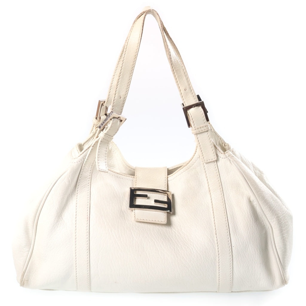 FENDI(フェンディ) ズッキーノ ハンドバッグ ホワイト レザー 8BR463 シルバー金具 レディース