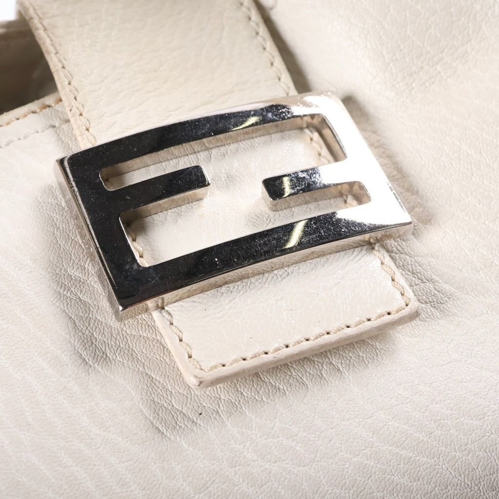 FENDI(フェンディ) ズッキーノ ハンドバッグ ホワイト レザー 8BR463 シルバー金具 レディース