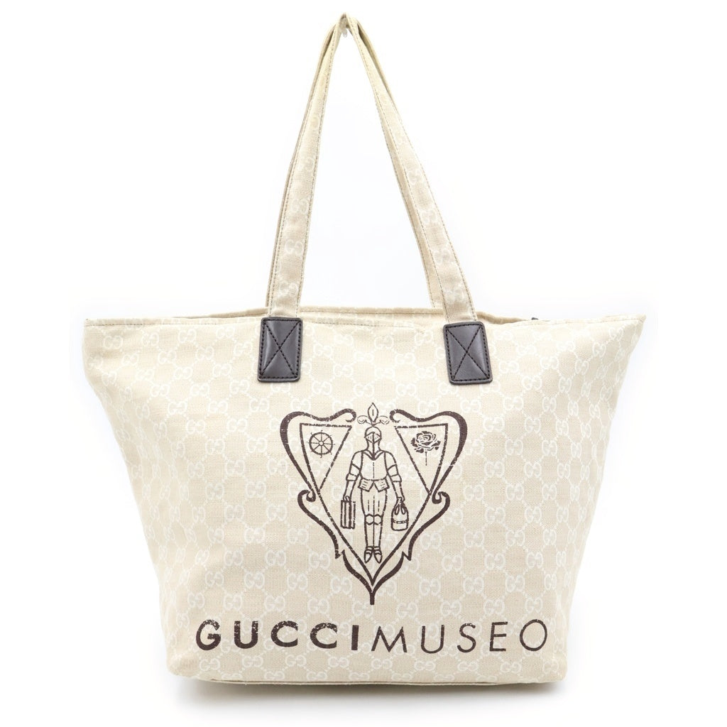 GUCCI(グッチ) ミュゼオ トートバッグ ハンドバッグ アイボリー ベージュ レザー×キャンバス 283416