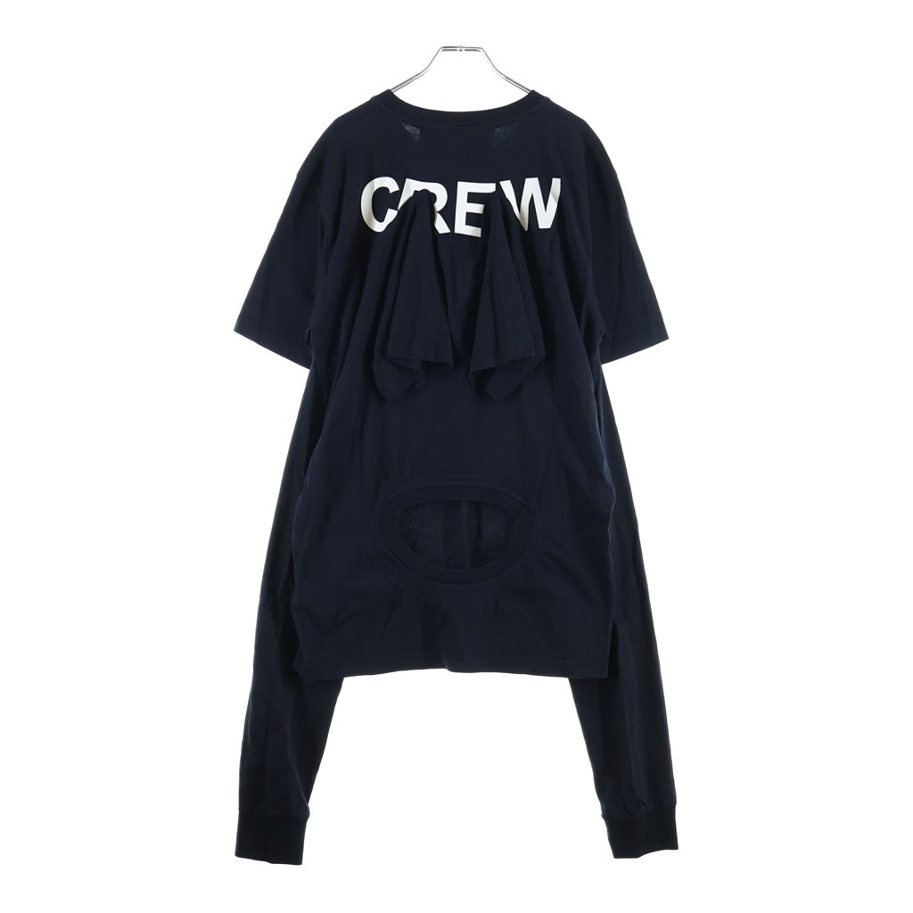 HOOD BY AIR/HBA(フッドバイエアー/エイチビーエー) ロゴプリント マルチスリーブ 長袖 半袖 Tシャツ カットソー #L ブラック レディース