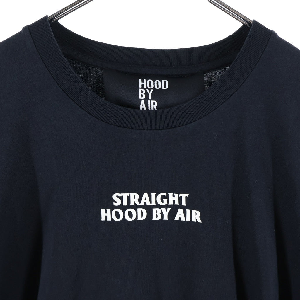 HOOD BY AIR/HBA(フッドバイエアー/エイチビーエー) ロゴプリント マルチスリーブ 長袖 半袖 Tシャツ カットソー #L ブラック レディース