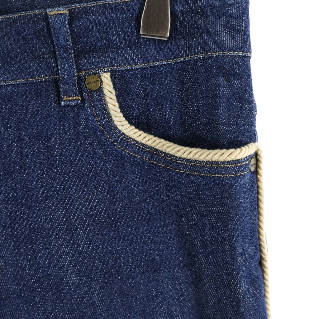 Alexander McQueen(アレキサンダーマックイーン) コットン ロープ装飾 デニムパンツ ジーンズ #38 インディゴブルー レディース