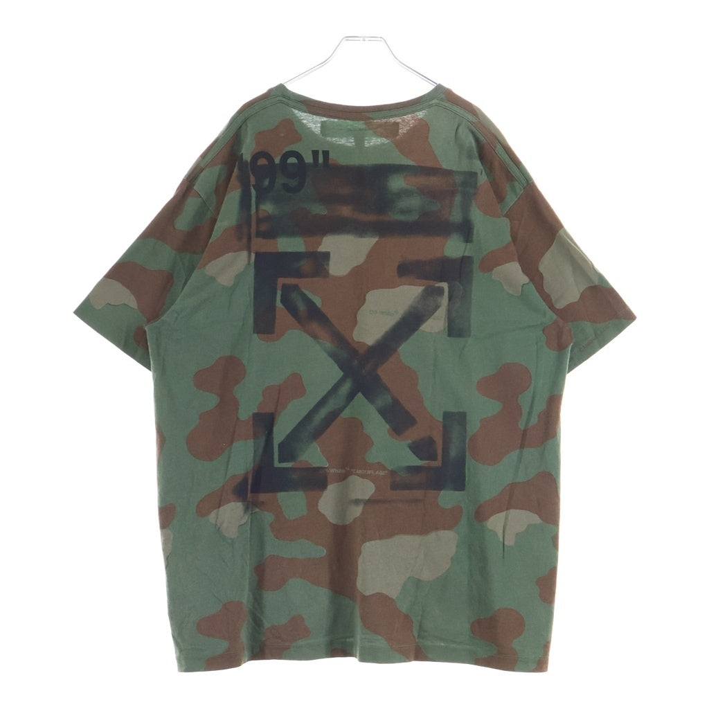 OFF-WHITE(オフホワイト) ロゴ 迷彩 カモフラージュ コットン 半袖 オーバー Tシャツ カットソー #M カーキ OMAA038R19185016 レディース