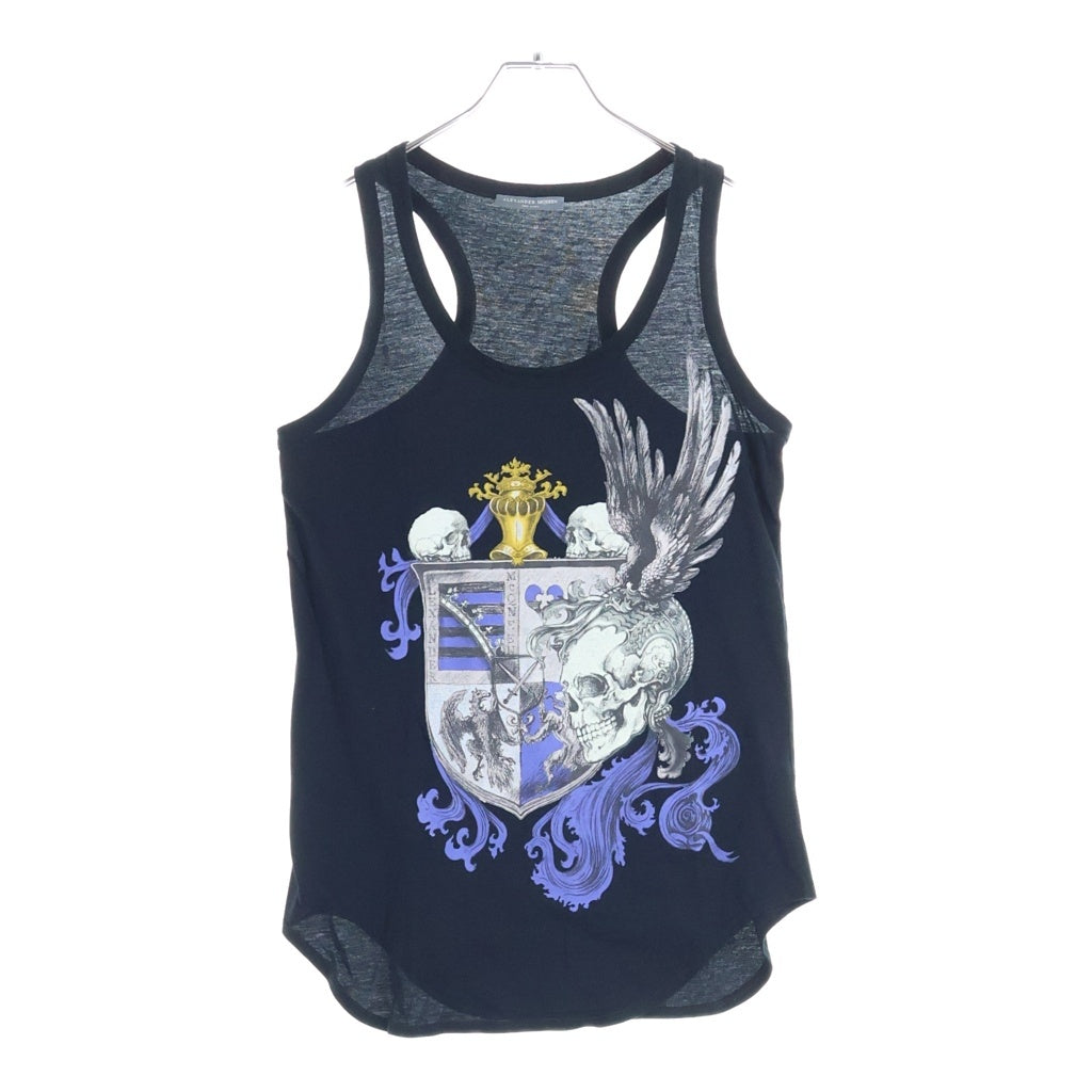 Alexander McQueen(アレキサンダーマックイーン) スカルプリント コットン タンクトップ ノースリーブ シャツ #38 ブラック レディース