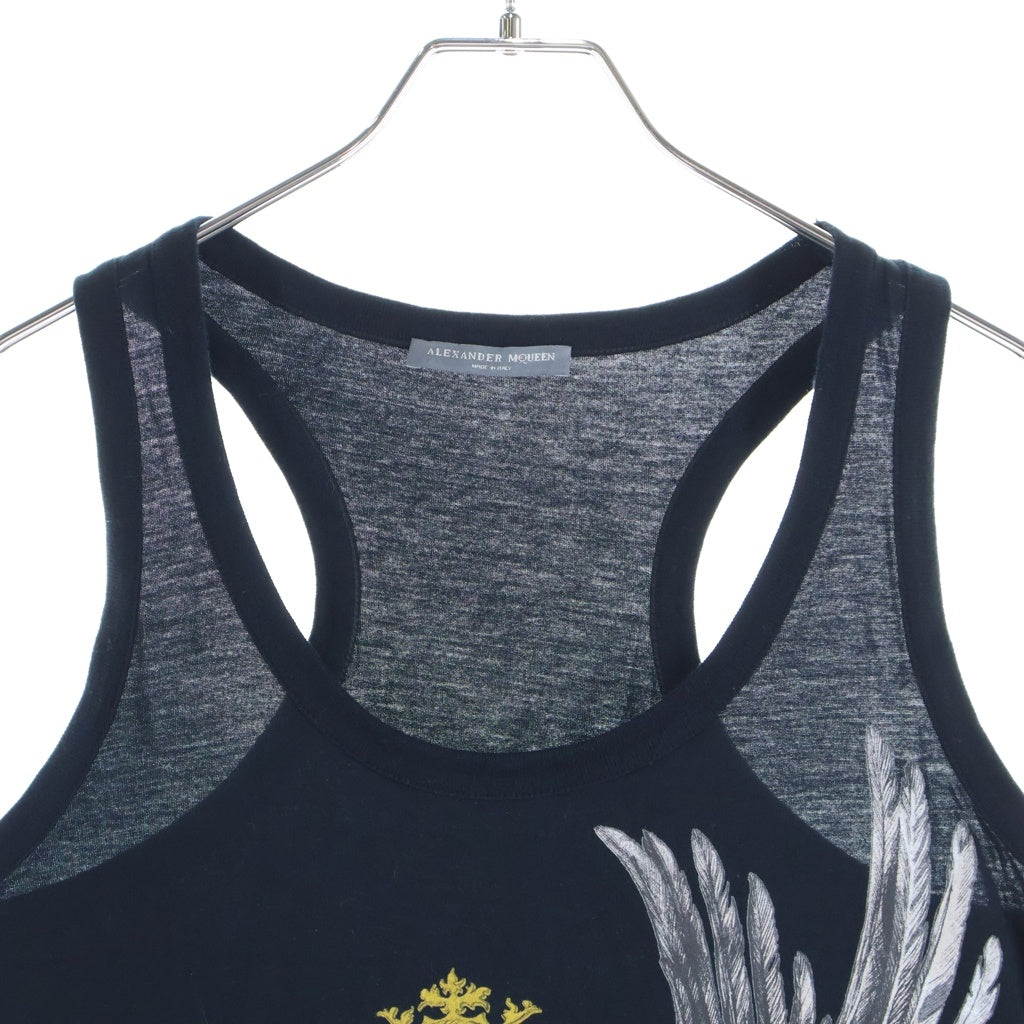 Alexander McQueen(アレキサンダーマックイーン) スカルプリント コットン タンクトップ ノースリーブ シャツ #38 ブラック レディース