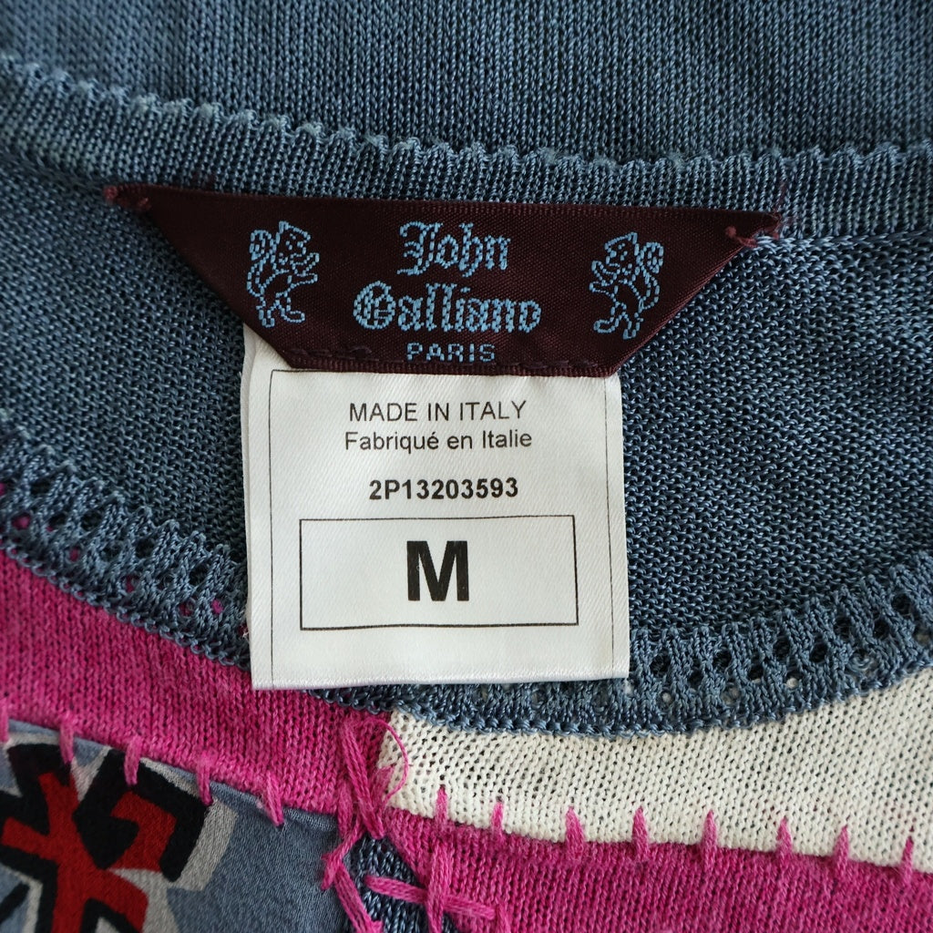John Galliano(ジョン ガリアーノ) パッチワーク ニット Tシャツ ビスコース マルチカラー レディース