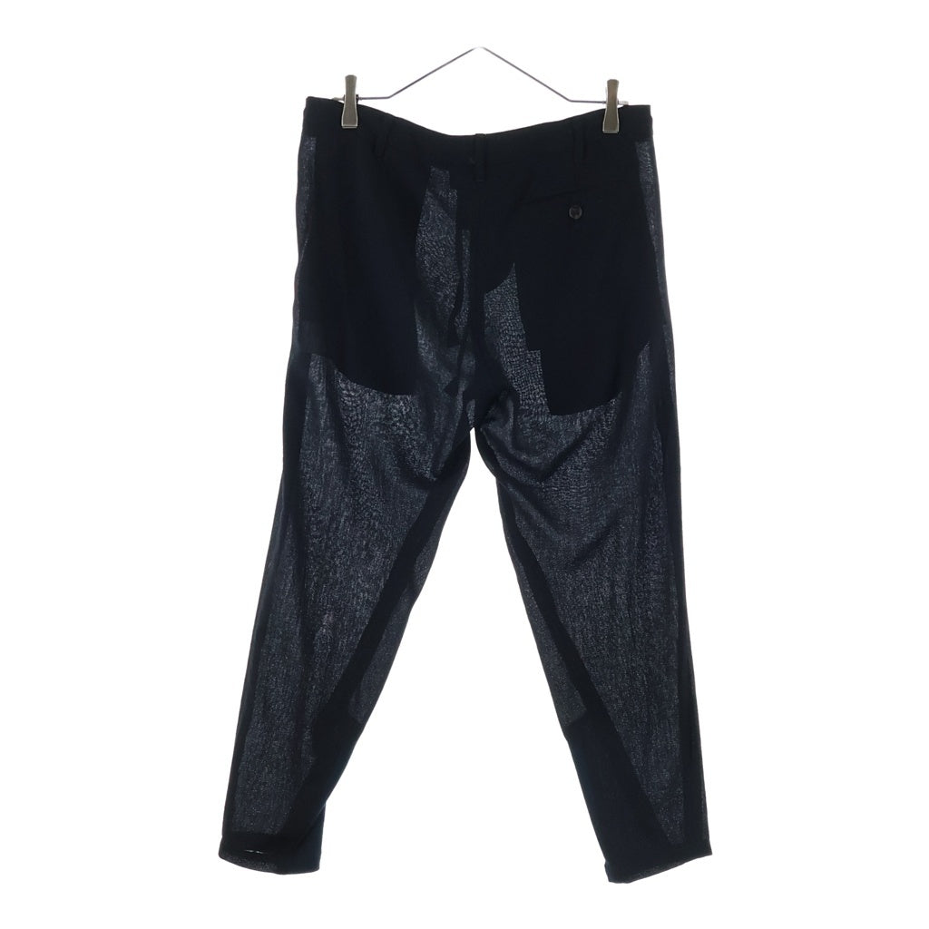 ANN DEMEULEMEESTER(アンドゥムルメステール) 00s オリゾンティ期 裾ニット切り替え ウールスラックスパンツ ブラック レディース
