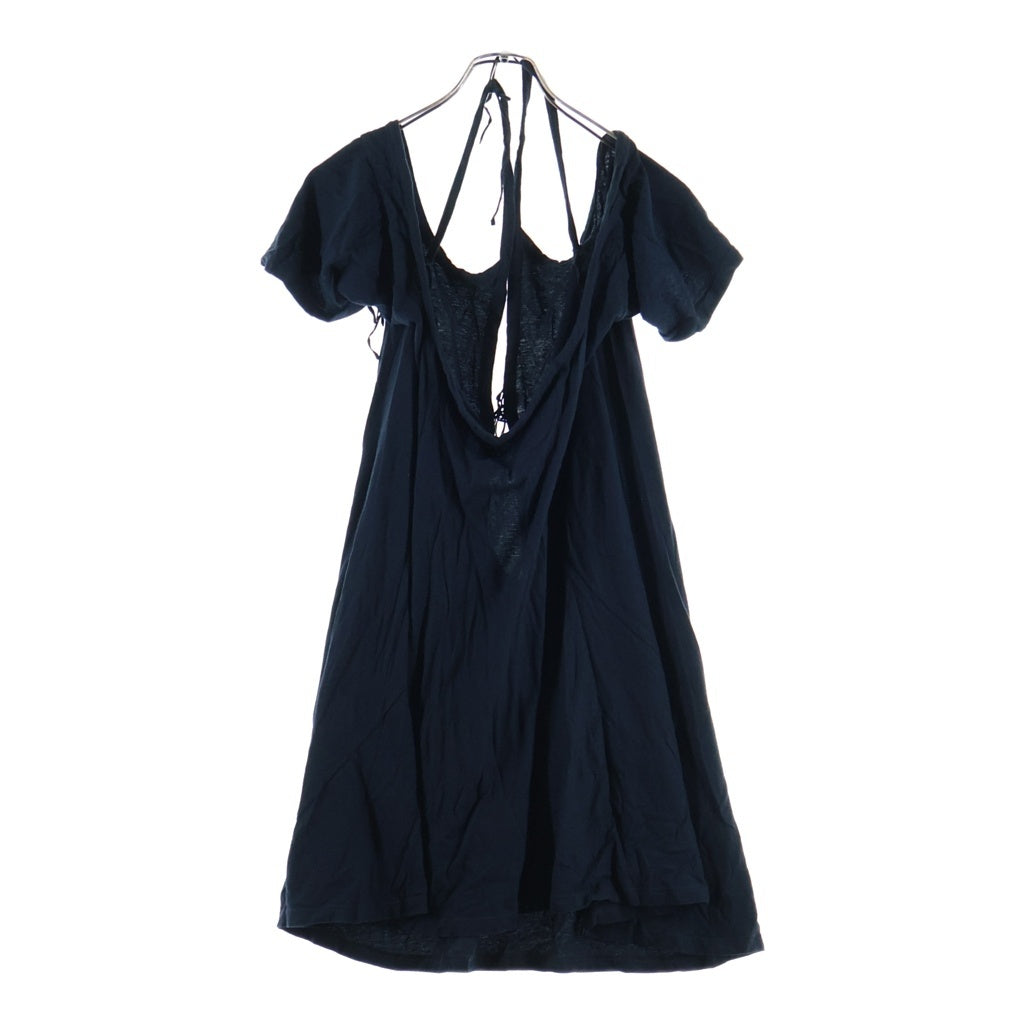 ANN DEMEULEMEESTER(アンドゥムルメステール) 00s 本人期 コットンドレープワンピース 半袖ドレス オリゾンティ ブラック レディース
