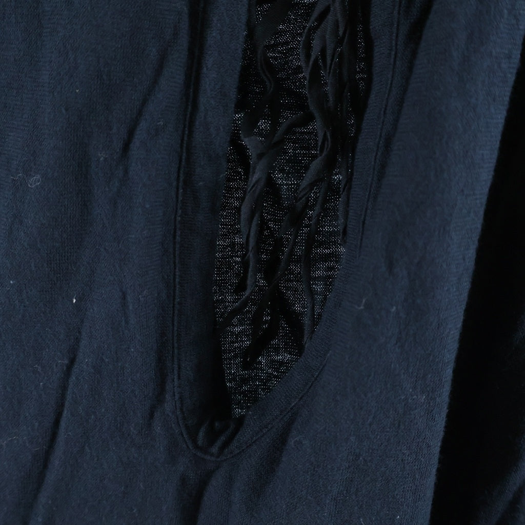 ANN DEMEULEMEESTER(アンドゥムルメステール) 00s 本人期 コットンドレープワンピース 半袖ドレス オリゾンティ ブラック レディース