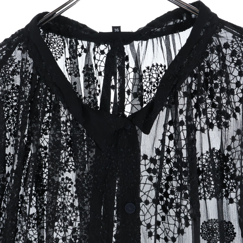 ANN DEMEULEMEESTER(アンドゥムルメステール) インコントロ期 長袖シースルーシャツ ブラウス ブラック レディース