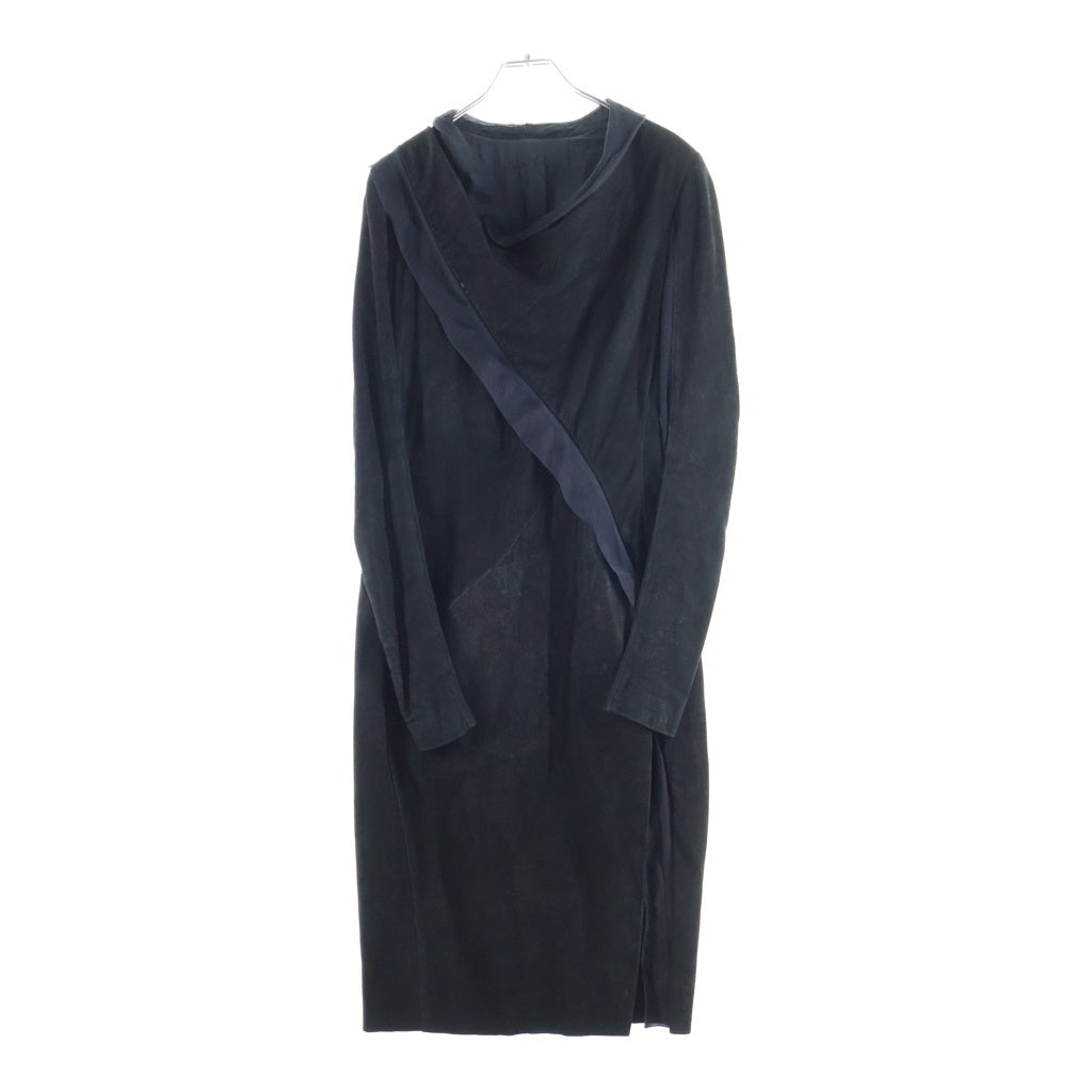 Rick Owens(リックオウエンス) ドレープコート ジップアップ ブラック スエード レディース