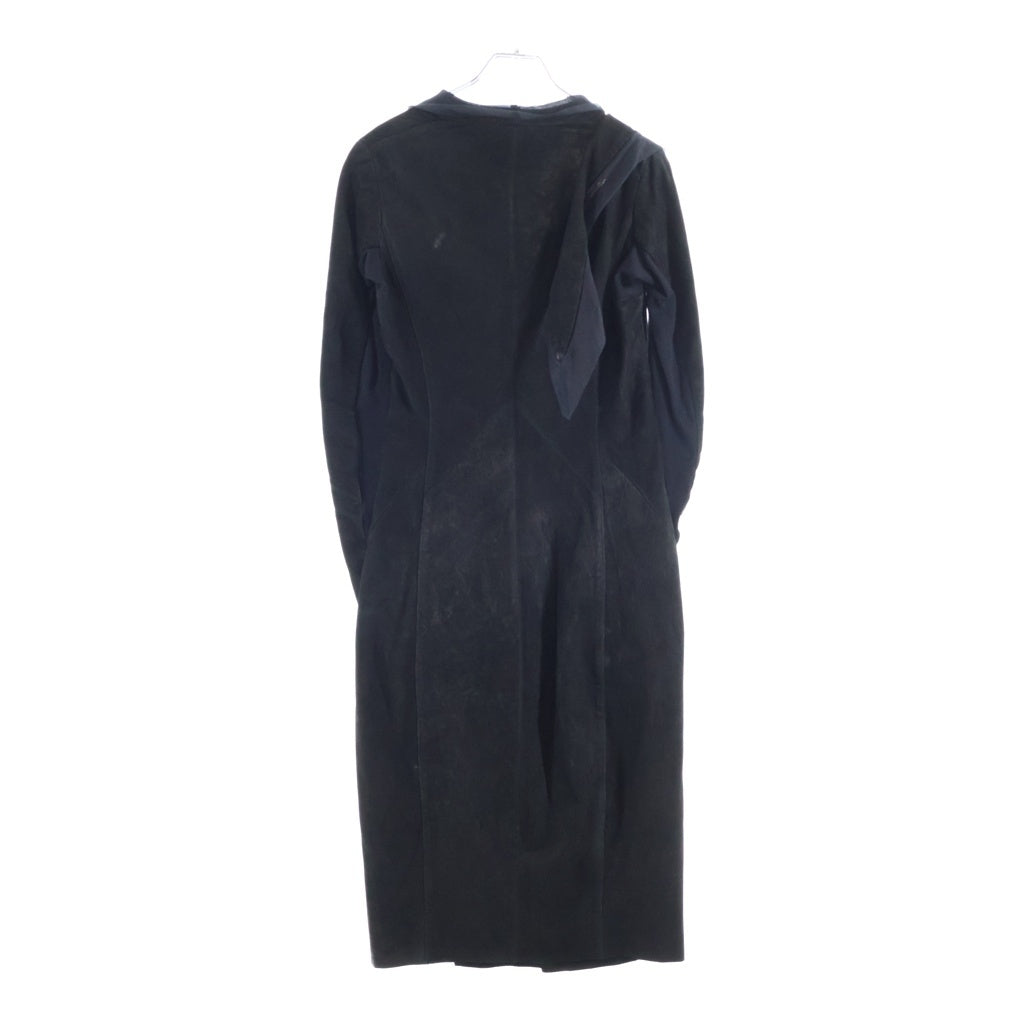 Rick Owens(リックオウエンス) ドレープコート ジップアップ ブラック スエード レディース