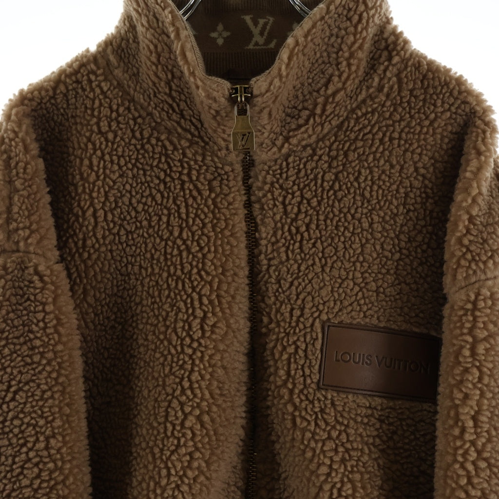 LOUIS VUITTON(ルイヴィトン) 25SS レザーワッペンロゴ ボアフリース ジップアップ ジャケット ブラウン RM251MJ DDI HSY42W