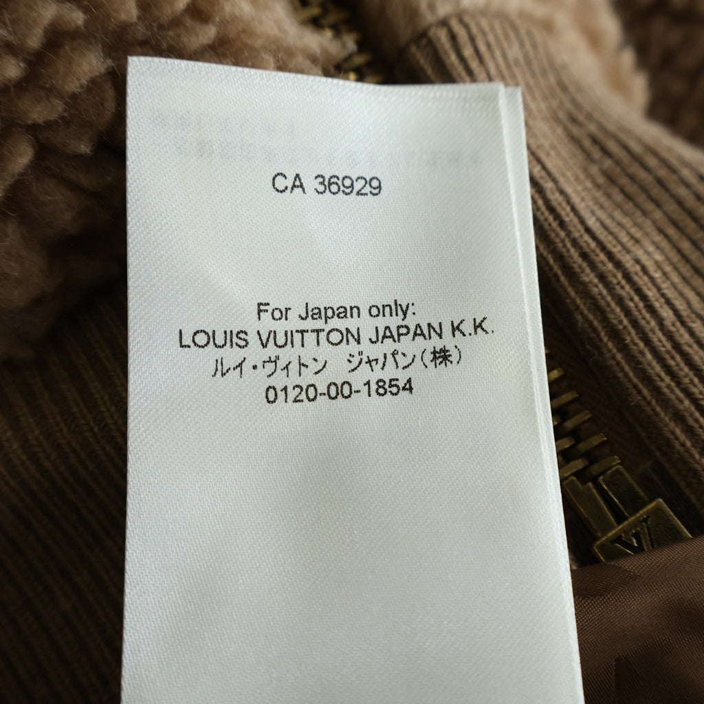 LOUIS VUITTON(ルイヴィトン) 25SS レザーワッペンロゴ ボアフリース ジップアップ ジャケット ブラウン RM251MJ DDI HSY42W