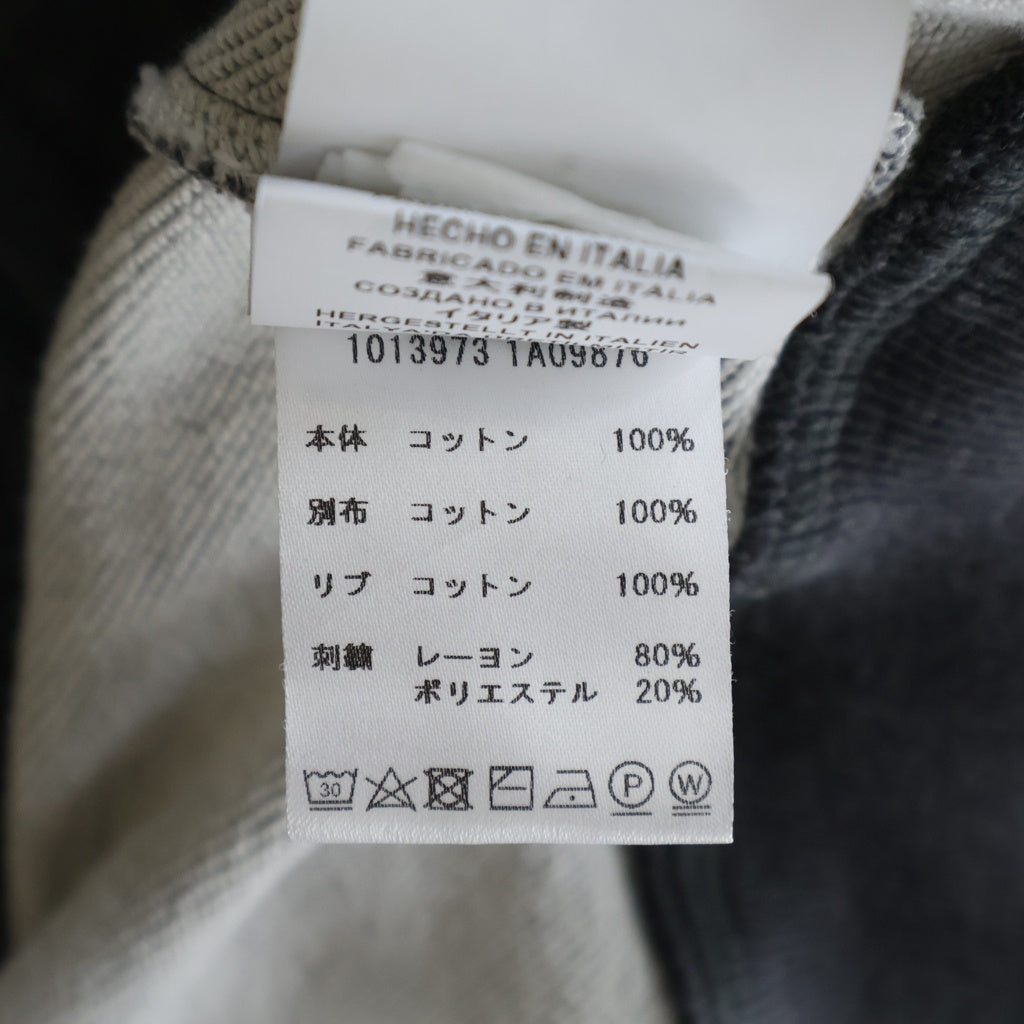 VERSACE(ヴェルサーチ) ロゴ刺繍 パイルジャガード バロック柄切り替え ジップアップ スウェット トラックジャケット グレー 1013973