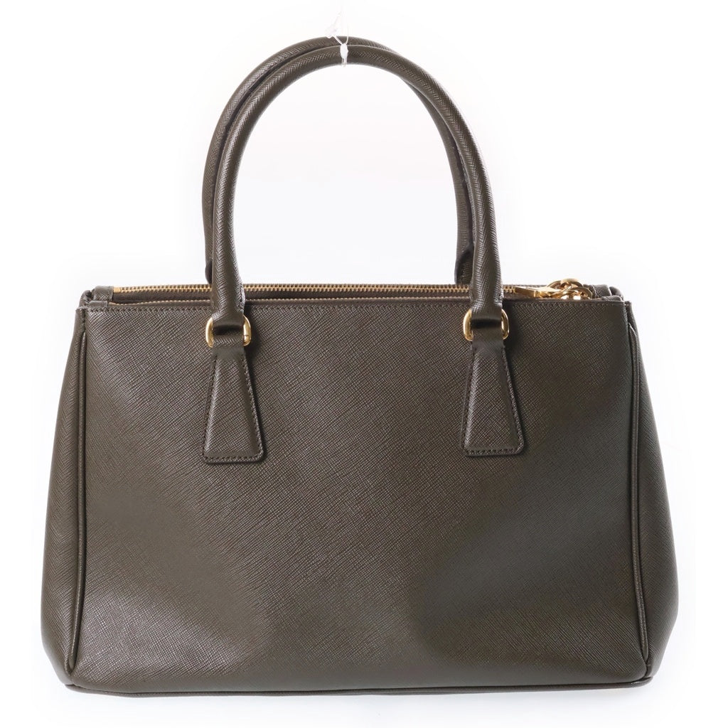 PRADA(プラダ) ガレリア ミディアム サフィアーノ 2WAYハンドバッグ ショルダーバッグ カーキ レザー 1BA863 ゴールド金具 レディース
