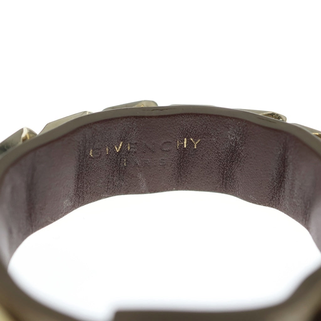 GIVENCHY(ジバンシィ) Gチェーン レザー ブレスレット バングル ベージュ/ゴールド レディース
