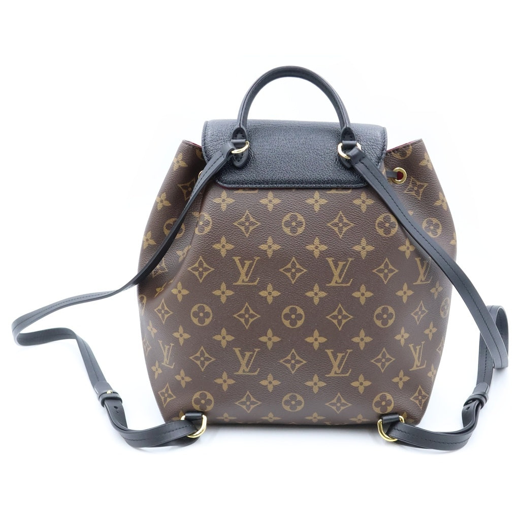 LOUIS VUITTON(ルイヴィトン) モノグラム モンスリNM リュックサック バックパック ブラック×ブラウン レザー×PVC M45515 ゴールド金具 レディース
